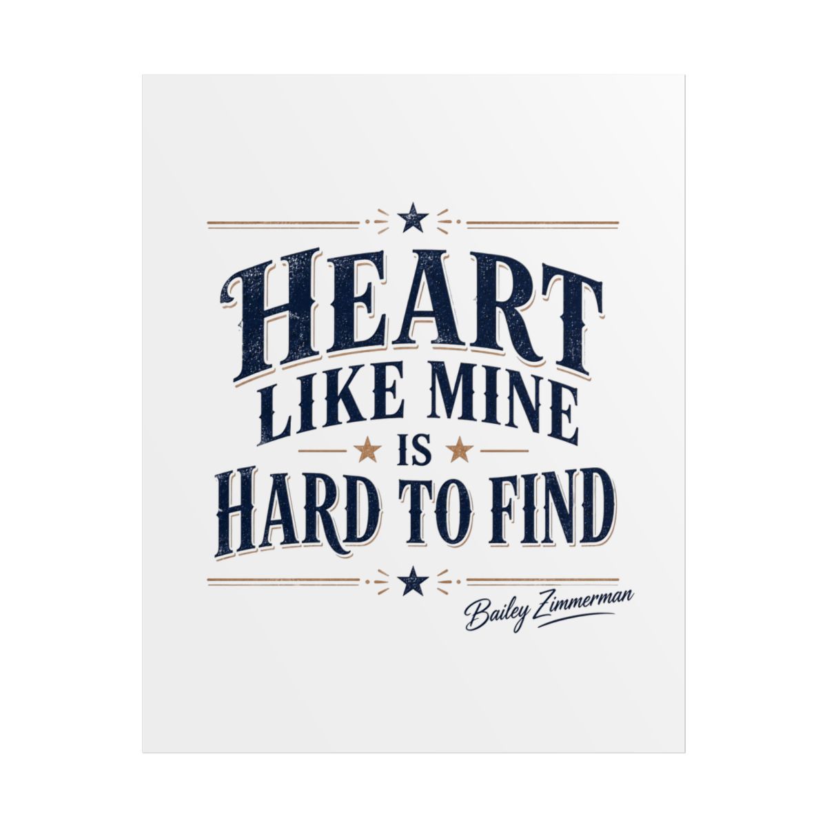 Bailey Zimmerman "Heart like mine is hard to find" Poster - Official Posters & Wall Art merchandise